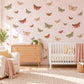 Moth Wall Stickers, Vintage Moth Botanical Decor, Butterfly Moth Wall Decals, Girls Bedroom Rust Sage Cream Nature Peel and Stick Wall Art
