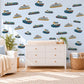 Boat Wall Stickers, Tugboat Ferry Boys Room Decor, Nautical Ship Wall Decals, Kids Bedroom Teal Mustard Rust Harbour Peel and Stick Art