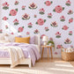 Flower Wall Stickers, Camellia Hellebore Floral Decor, Winter Bloom Wall Decals, Girls Nursery Rose Pink Cream Green Peel and Stick Wall Art