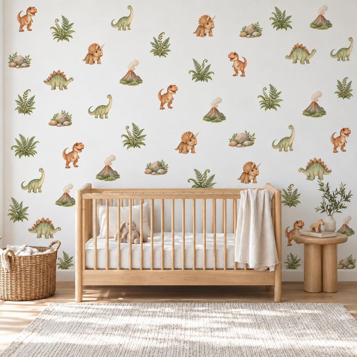 Dinosaur Wall Stickers, Dinosaur Nursery Decor, T Rex Triceratops Wall Decals, Boys Kids Room Gender Neutral Peel and Stick Wall Art