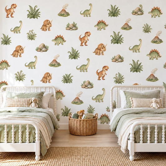 Dinosaur Wall Stickers, Dinosaur Nursery Decor, T Rex Triceratops Wall Decals, Boys Kids Room Gender Neutral Peel and Stick Wall Art