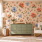 Floral Wall Stickers, Terracotta Blue Floral Nursery Decor, Vintage Flower Wall Decals, Kids Room Girls Baby Peel and Stick Wall Art