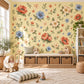 Floral Wall Stickers, Terracotta Blue Floral Nursery Decor, Vintage Flower Wall Decals, Kids Room Girls Baby Peel and Stick Wall Art