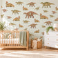 Dinosaur Wall Stickers, Olive Rust Duckbill Dino Nursery Decor, Vintage Dinosaur Wall Decals, Boys Kids Room Green Peel and Stick Wall Art