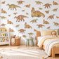 Dinosaur Wall Stickers, Olive Rust Duckbill Dino Nursery Decor, Vintage Dinosaur Wall Decals, Boys Kids Room Green Peel and Stick Wall Art