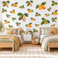 Citrus Wall Stickers, Orange Guava Fruit Decor, Botanical Kitchen Wall Decals, Orange Blossom Green Leaf Nursery Peel and Stick Wall Art
