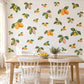 Citrus Wall Stickers, Orange Guava Fruit Decor, Botanical Kitchen Wall Decals, Orange Blossom Green Leaf Nursery Peel and Stick Wall Art