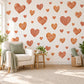 Heart Wall Stickers, Terracotta Clay Heart Decor, Boho Rust Heart Wall Decals, Girls Nursery Bedroom Earthy Peel and Stick Wall Art