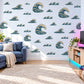 Wave Wall Stickers, Navy Cream Ocean Wave Decor, Japanese Style Great Wave Wall Decals, Boys Nautical Kids Room Peel and Stick Wall Art