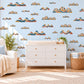 Rainbow Hills Wall Stickers, Rust Navy Mustard Boho Decor, Retro Sunset Mountain Wall Decals, Kids Room Nursery Peel and Stick Wall Art