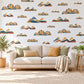 Rainbow Hills Wall Stickers, Rust Navy Mustard Boho Decor, Retro Sunset Mountain Wall Decals, Kids Room Nursery Peel and Stick Wall Art