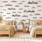 Rainbow Hills Wall Stickers, Rust Navy Mustard Boho Decor, Retro Sunset Mountain Wall Decals, Kids Room Nursery Peel and Stick Wall Art