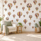 Hot Air Balloon Wall Stickers, Plum Sage Mustard Nursery Decor, Vintage Balloon Wall Decals, Travel Kids Room Peel and Stick Wall Art