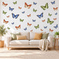 Butterfly Wall Stickers, Green Blue Orange Butterfly Decor, Tropical Butterfly Wall Decals, Girls Kids Room Nursery Peel and Stick Wall Art