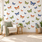 Butterfly Wall Stickers, Green Blue Orange Butterfly Decor, Tropical Butterfly Wall Decals, Girls Kids Room Nursery Peel and Stick Wall Art