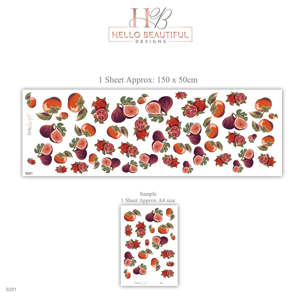 Fruit Wall Stickers, Fig Pomegranate Persimmon Kitchen Decor, Vintage Orchard Fruit Wall Decals, Burgundy Orange Peel and Stick Wall Art