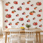 Fruit Wall Stickers, Fig Pomegranate Persimmon Kitchen Decor, Vintage Orchard Fruit Wall Decals, Burgundy Orange Peel and Stick Wall Art