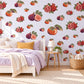 Fruit Wall Stickers, Fig Pomegranate Persimmon Kitchen Decor, Vintage Orchard Fruit Wall Decals, Burgundy Orange Peel and Stick Wall Art