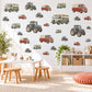 Tractor Wall Stickers, Vintage Van Bus Vehicle Decor, Farm Tractor Wall Decals, Boys Kids Room Nursery Red Green Peel and Stick Wall Art