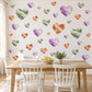 Heart Wall Stickers, Crystal Agate Amethyst Heart Decor, Watercolour Gemstone Wall Decals, Girls Room Green Purple Peel and Stick Wall Art