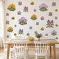Wildflower Wall Stickers, Yellow Purple Meadow Flower Decor, Marigold Geranium Wall Decals, Nursery Kitchen Peel and Stick Wall Art