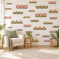 Floral Border Wall Stickers, Pink Tulip Folk Flower Decor, Scandi Floral Garland Wall Decals, Girls Nursery Boho Peel and Stick Wall Art