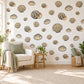 Seashell Wall Stickers, Navy Gold Shell Decor, Vintage Scallop Shell Wall Decals, Coastal Nautical Bathroom Kids Peel and Stick Wall Art