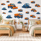 Snow Plough Wall Stickers, Orange Navy Truck Vehicle Decor, Winter Construction Wall Decals, Boys Kids Room Peel and Stick Wall Art