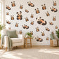 Panda Wall Stickers, Cute Panda Bear Nursery Decor, Picnic Panda Wall Decals, Neutral Kids Room Black White Peel and Stick Wall Art