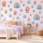 Duck Wall Stickers, Raincoat Duckling Rainbow Nursery Decor, Rainy Day Wall Decals, Bright Kids Room Red Yellow Peel and Stick Wall Art