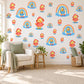 Duck Wall Stickers, Raincoat Duckling Rainbow Nursery Decor, Rainy Day Wall Decals, Bright Kids Room Red Yellow Peel and Stick Wall Art