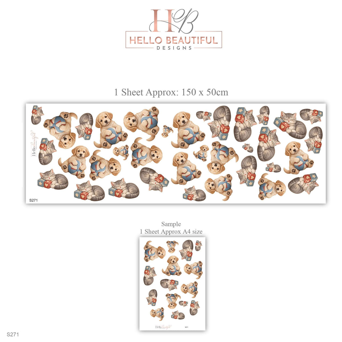 Puppy Wall Stickers, Puppy and Kitten Nursery Decor, Cute Dog Cat Wall Decals, Neutral Kids Room Playroom Peel and Stick Wall Art