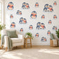Penguin Wall Stickers, Winter Penguin Nursery Decor, Cute Snow Penguin Wall Decals, Navy Coral Kids Room Peel and Stick Wall Art