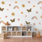 Boho Flower Wall Stickers, Butterfly Rainbow Nursery Decor, Boho Floral Wall Decals, Girls Kids Room Playroom Peel and Stick Wall Art