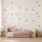 Butterfly Wall Stickers, Pink Butterfly Flower Nursery Decor, Girls Floral Wall Decals, Kids Room Baby Peel and Stick Wall Art