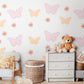 Butterfly Wall Stickers, Pink Butterfly Flower Nursery Decor, Girls Floral Wall Decals, Kids Room Baby Peel and Stick Wall Art