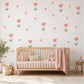 Tulip Wall Stickers, Pink Tulip Heart Nursery Decor, Floral Heart Wall Decals, Girls Kids Room Baby Scandi Peel and Stick Wall Art
