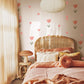 Tulip Wall Stickers, Pink Tulip Heart Nursery Decor, Floral Heart Wall Decals, Girls Kids Room Baby Scandi Peel and Stick Wall Art
