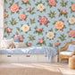 Floral Wall Stickers, Blush Camellia Nursery Decor, Watercolour Flower Wall Decals, Girls Kids Room Bedroom Baby Peel and Stick Art