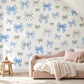 Bow Wall Stickers, Blue Bow Coquette Nursery Decor, Gingham Ribbon Wall Decals, Boys Kids Room Gender Neutral Peel and Stick Art
