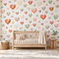 Heart Wall Stickers, Terracotta Heart Nursery Decor, Boho Earthy Heart Wall Decals, Kids Room Gender Neutral Baby Peel and Stick Art