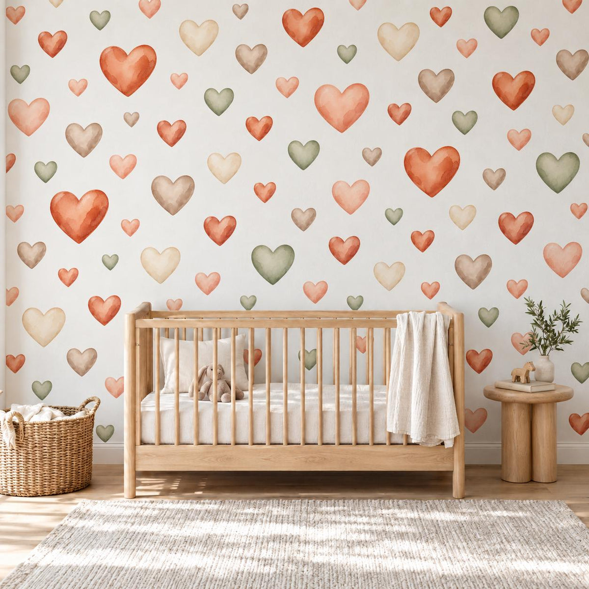 Heart Wall Stickers, Terracotta Heart Nursery Decor, Boho Earthy Heart Wall Decals, Kids Room Gender Neutral Baby Peel and Stick Art