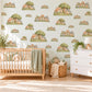 Cottage Wall Stickers, Storybook Village Nursery Decor, Little Houses and Trees Wall Decals, Sage Terracotta Kids Room Peel and Stick Art