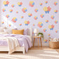 Balloon Wall Stickers, Party Balloon Nursery Decor, Balloons and Bows Wall Decals, Coral Yellow Blue Kids Room Peel and Stick Wall Art