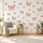 Butterfly Wall Stickers, Pink Lilac Butterfly Nursery Decor, Cute Butterflies Wall Decals, Sage Pink Girls Room Peel and Stick Wall Art