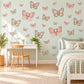 Butterfly Wall Stickers, Pink Lilac Butterfly Nursery Decor, Cute Butterflies Wall Decals, Sage Pink Girls Room Peel and Stick Wall Art