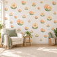 Daisy Wall Stickers, Peach Cream Flower Nursery Decor, Retro Daisy Wall Decals, Sage Green Girls Kids Room Peel and Stick Wall Art