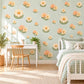 Daisy Wall Stickers, Peach Cream Flower Nursery Decor, Retro Daisy Wall Decals, Sage Green Girls Kids Room Peel and Stick Wall Art