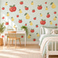 Apple Pear Wall Stickers, Cute Fruit Nursery Decor, Smiling Apples and Pears Wall Decals, Red Yellow Kids Room Peel and Stick Wall Art
