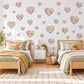 Heart Wall Stickers, Patchwork Quilt Heart Nursery Decor, Gingham Floral Heart Wall Decals, Pink Blue Sage Kids Room Peel and Stick Art